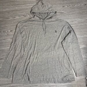 Polo Ralph Lauren Mens Gray Heathered Drawstring Pullover Hoodie Sz 2XLT Tall